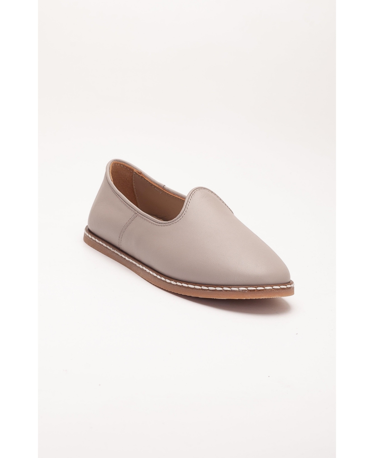 Epilogue Shoes Dalya Leather Slip On Flats (Women) – Dark beige leather