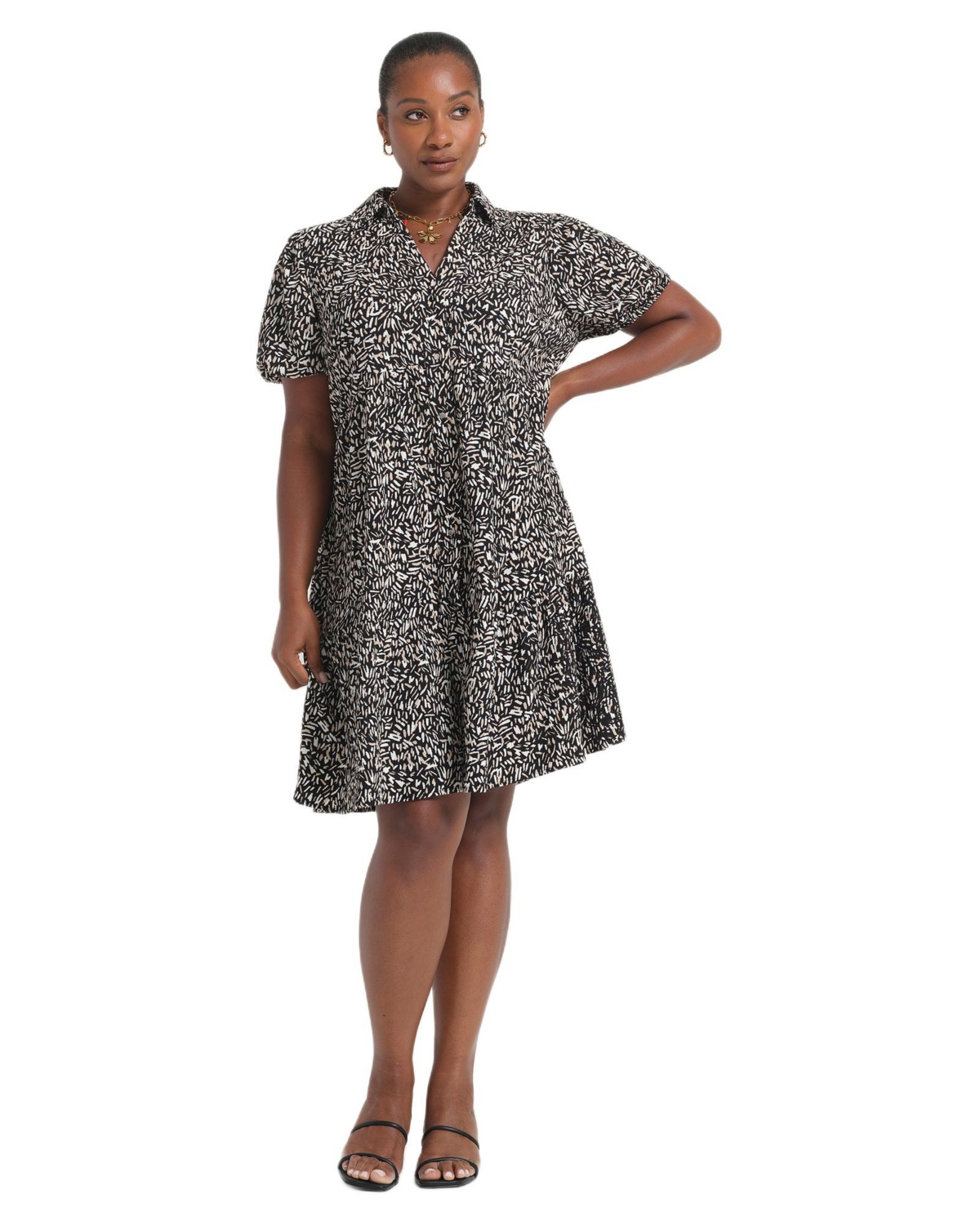 Estelle Women’s Plus Size Abstract Geo Mini Shirt Dress – Black/neutral Estelle Women’s Plus Size Abstract Geo Mini Shirt Dress – Black/neutral