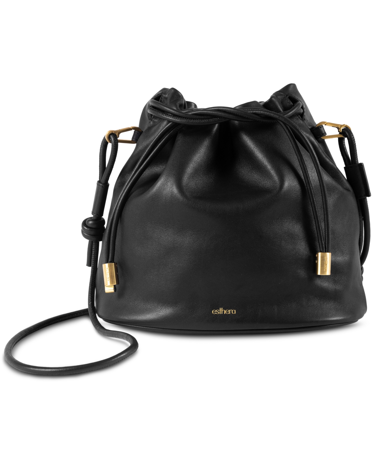 Esthera Leather Convertible Small Crossbody Handbag – Black