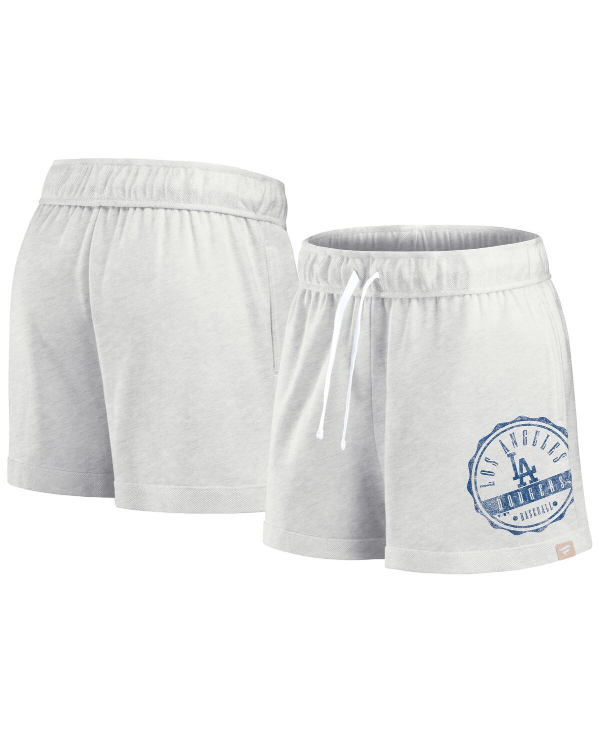 Fanatics Women’s Oatmeal Los Angeles Dodgers Oversized Badge Lounge Shorts – Oatmeal, White