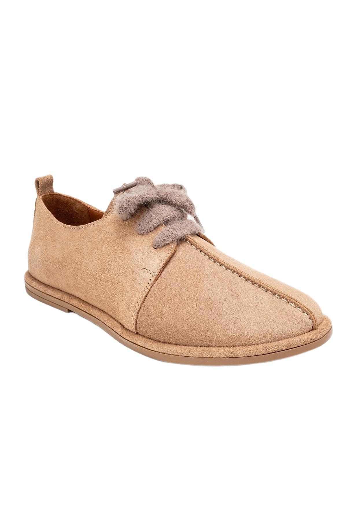 Forever & Always Shoes Denora Leather Lace Up Shoes – Beige suede leather Forever & Always Shoes Denora Leather Lace Up Shoes – Beige suede leather