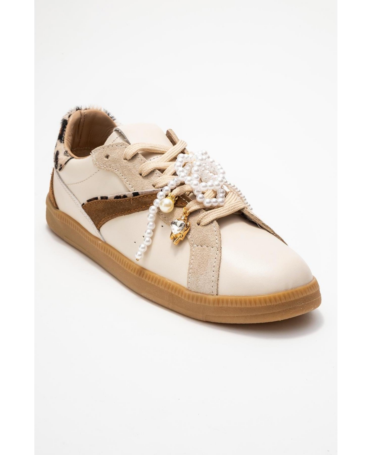 Forever & Always Shoes Taren Leather Pearl Buckle Sneakers (Women) – Beige leather Forever & Always Shoes Taren Leather Pearl Buckle Sneakers (Women) – Beige leather