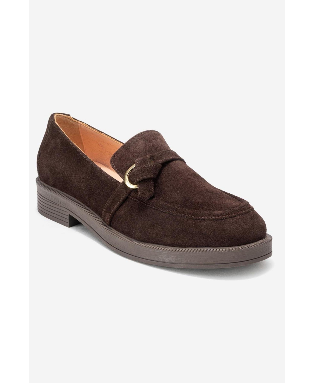 Forever & Always Shoes Women Galea Buckled Leather Loafers – Brown suede leather Forever & Always Shoes Women Galea Buckled Leather Loafers – Brown suede leather