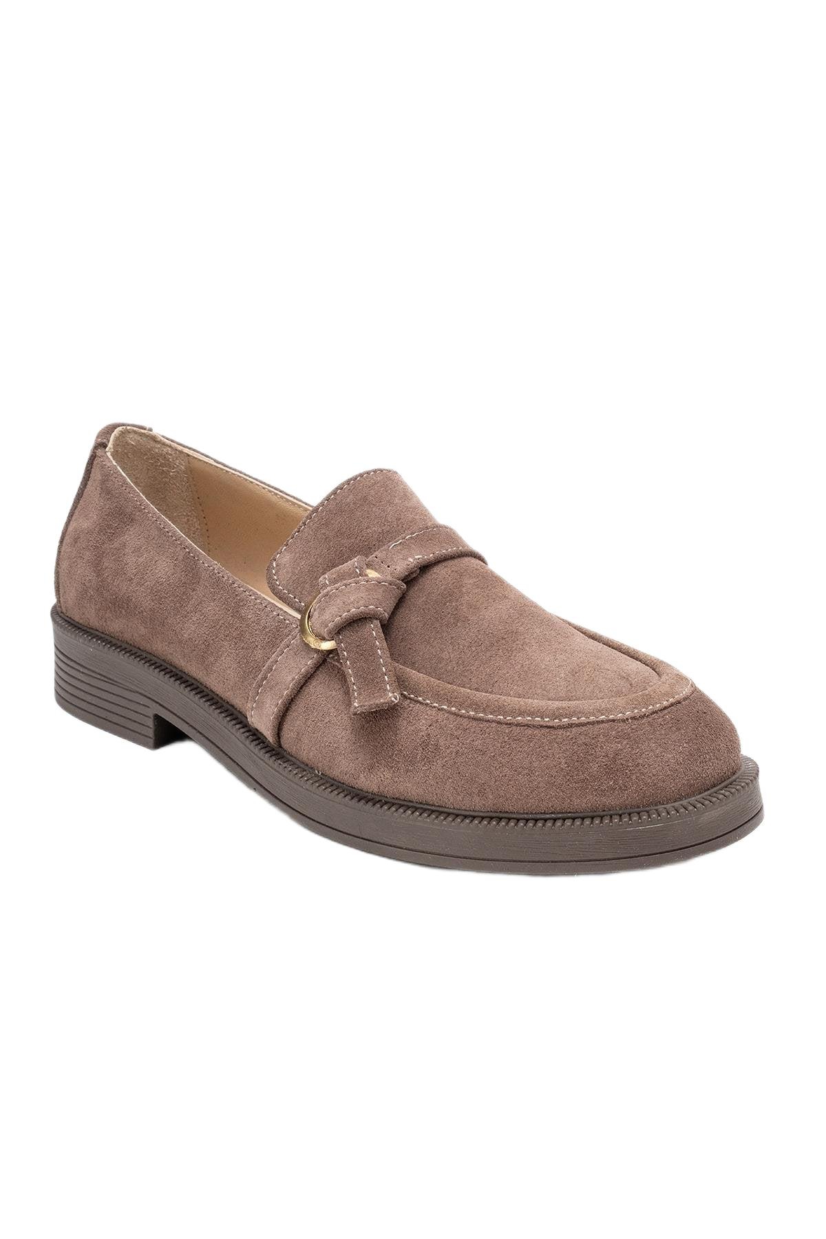 Forever & Always Shoes Women Galea Buckled Leather Loafers – Taupe suede leather Forever & Always Shoes Women Galea Buckled Leather Loafers – Taupe suede leather