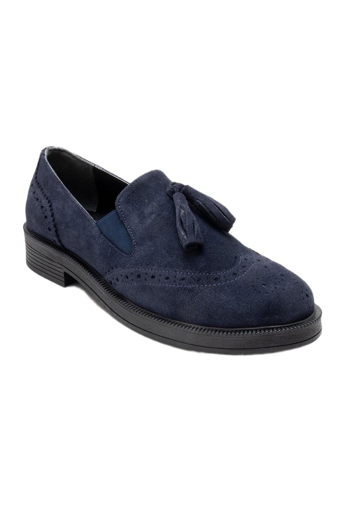 Forever & Always Shoes Women’s Alex Leather Tassel Loafers – Navy suede leather