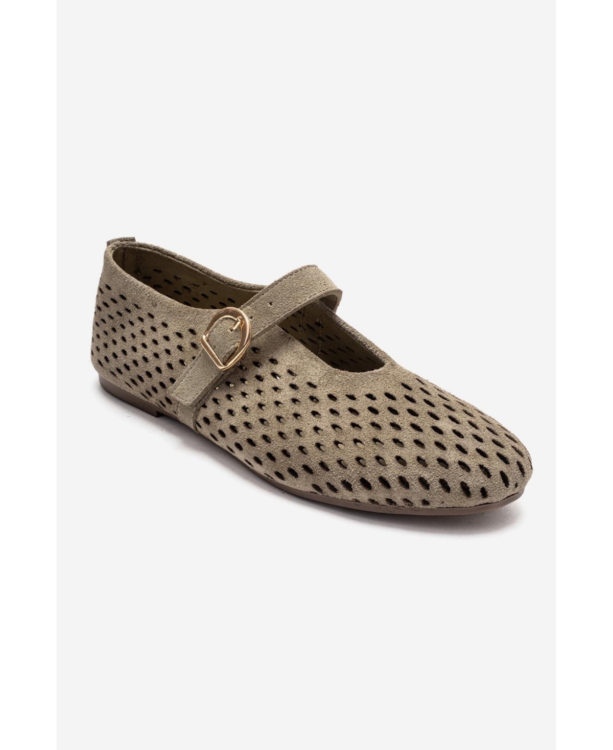 Forever & Always Shoes Women’s Arian Leather Ballet Flat – Green suede