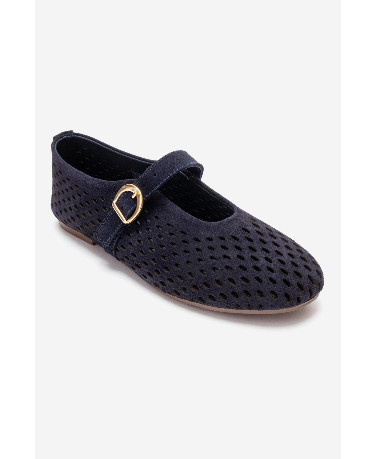 Forever & Always Shoes Women’s Arian Leather Ballet Flat – Navy suede