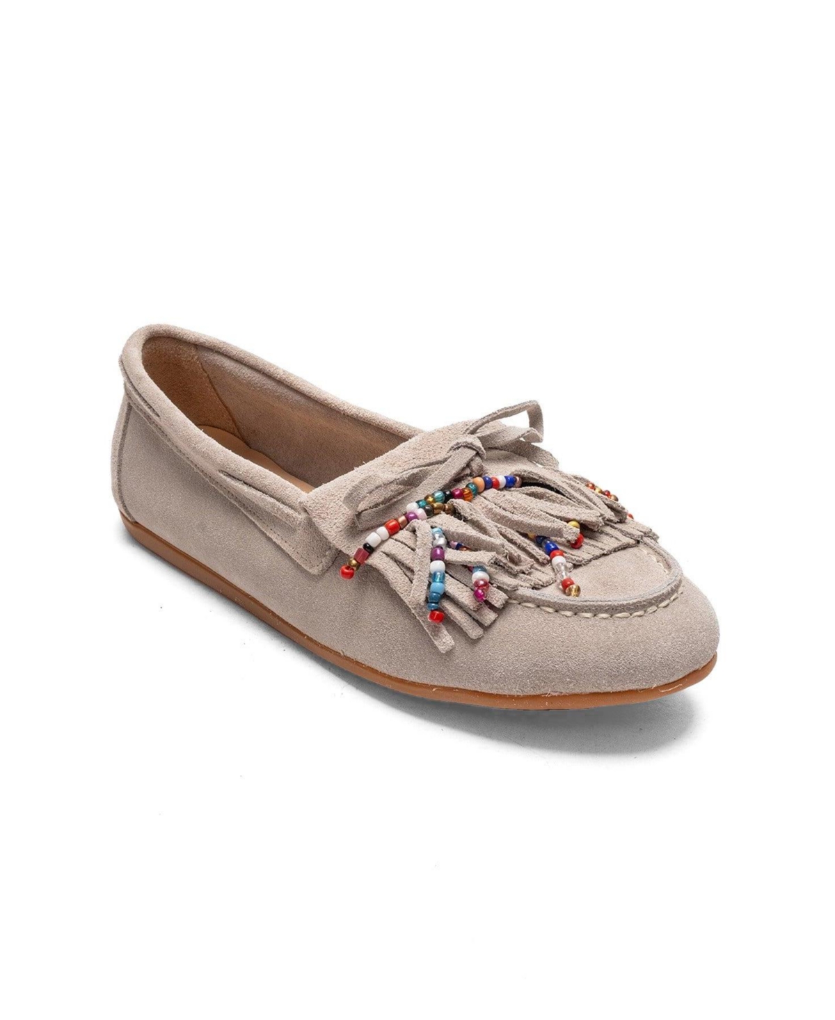 Forever & Always Shoes Women’s Evelyn Leather Loafer – Beige suede