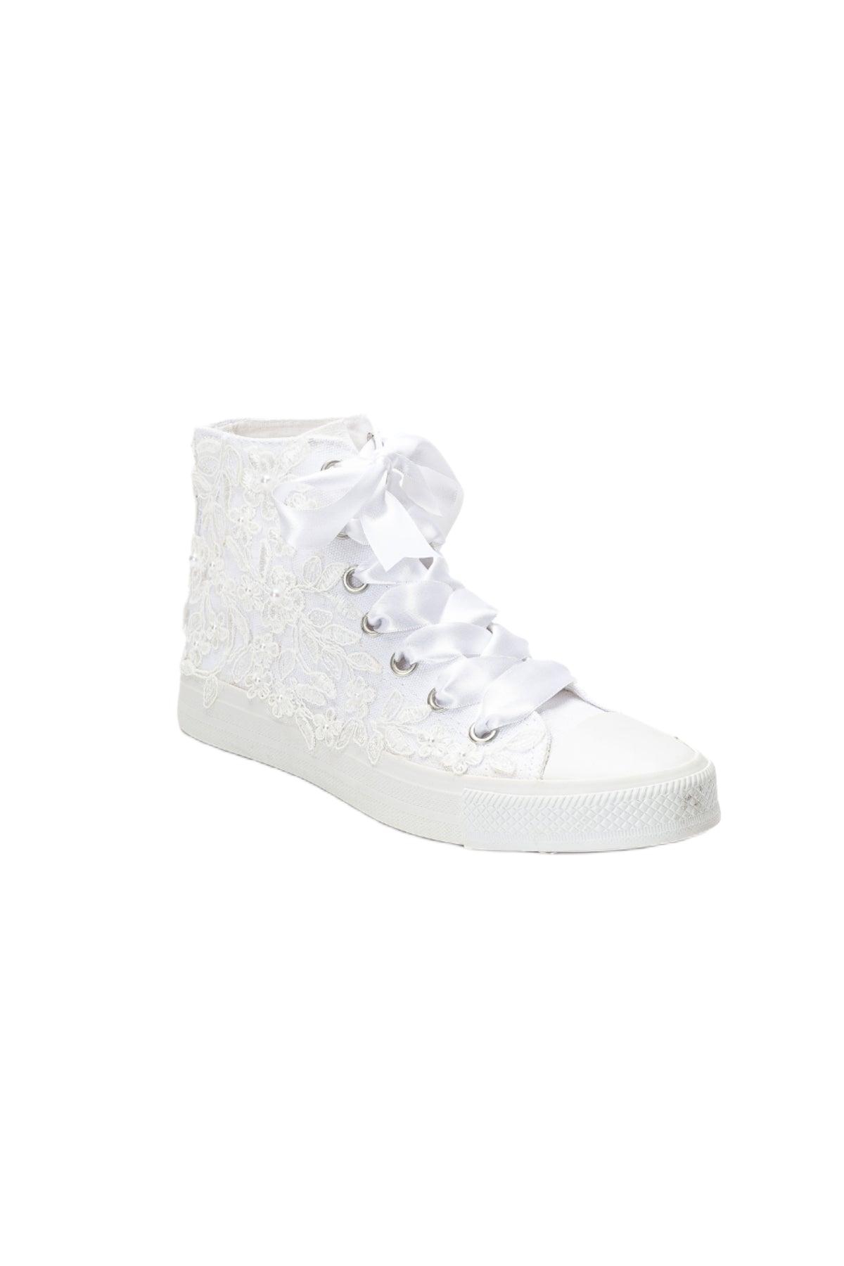 Forever & Always Shoes Women’s Isolde Lace High Top Bridal Sneaker – Ivory Forever & Always Shoes Women’s Isolde Lace High Top Bridal Sneaker – Ivory