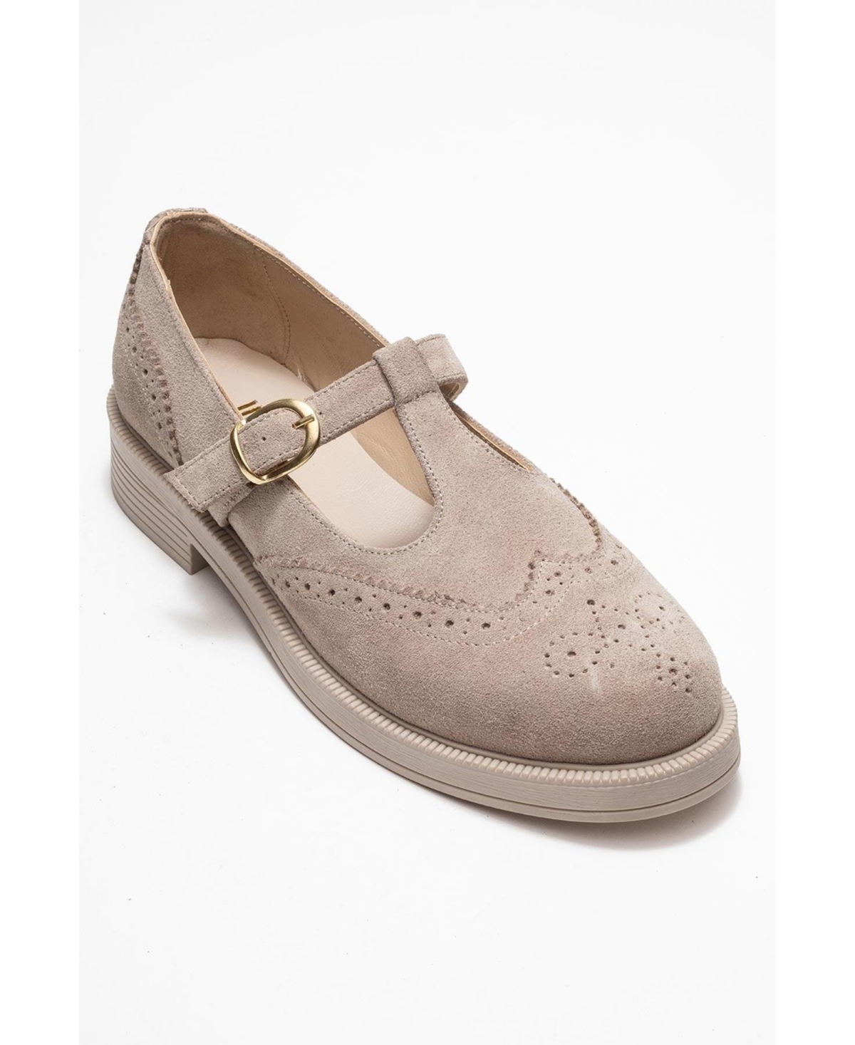 Forever & Always Shoes Women’s Janney Leather Strap Loafers – Beige suede leather