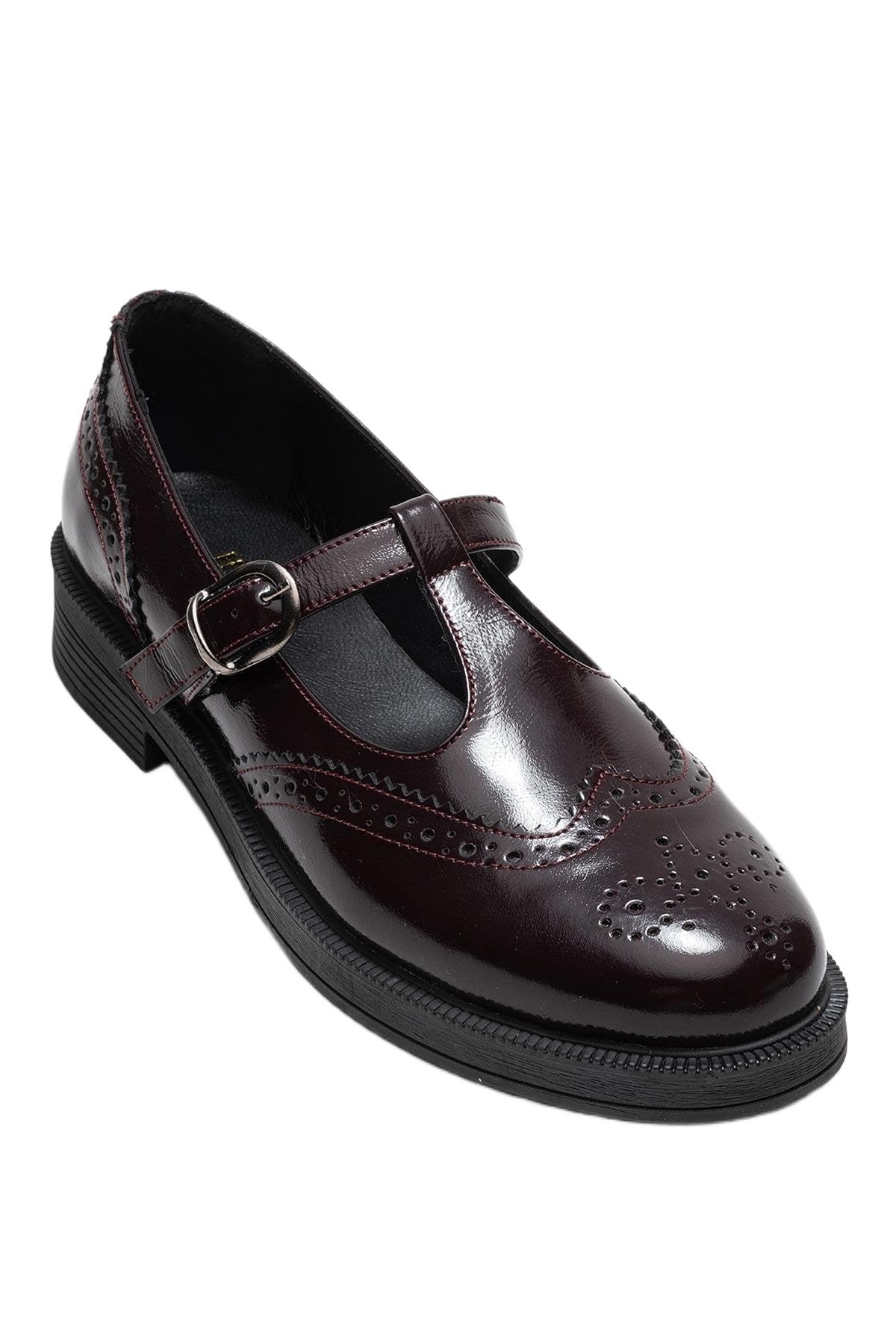 Forever & Always Shoes Women’s Janney Leather Strap Loafers – Burgundy patent leather Forever & Always Shoes Women’s Janney Leather Strap Loafers – Burgundy patent leather