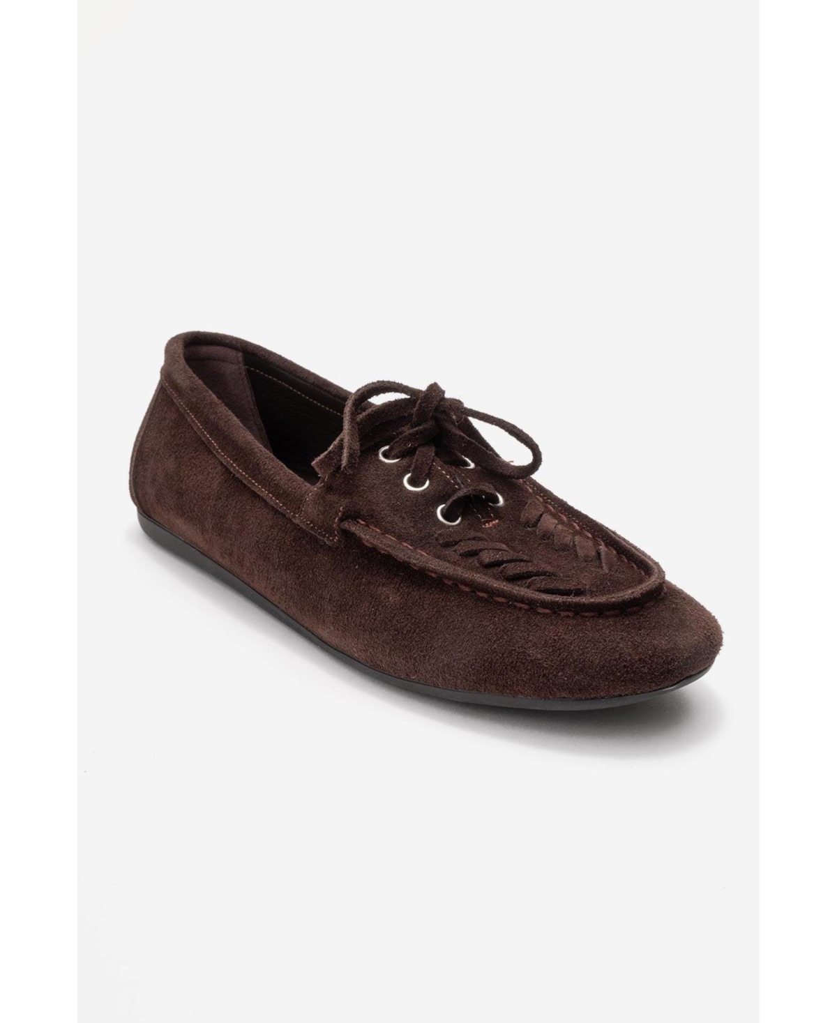 Forever & Always Shoes Women’s Lorven Leather Lace Up Loafer – Brown suede leather