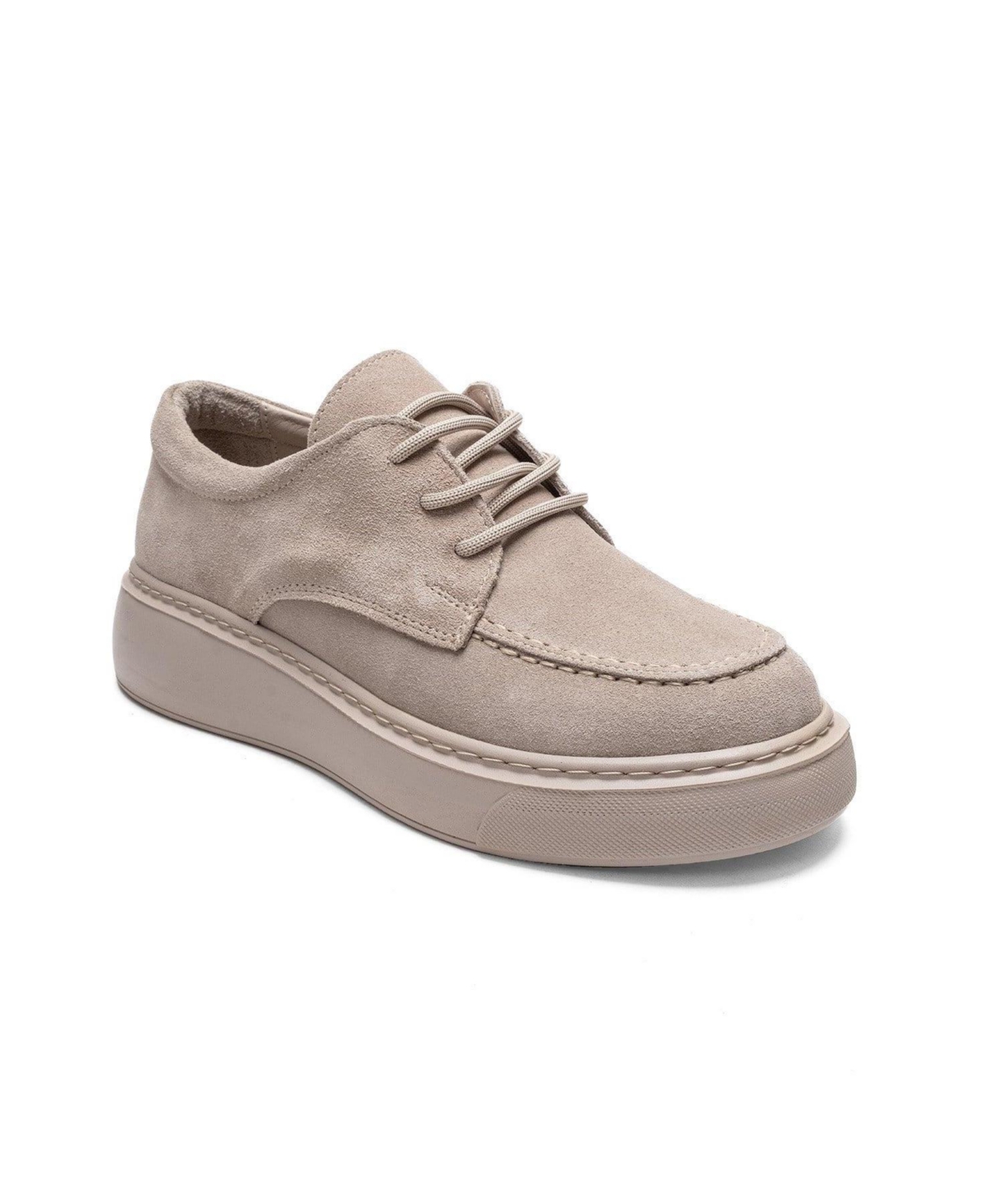 Forever & Always Shoes Women’s Mareon Leather Lace Up Sneaker – Beige suede
