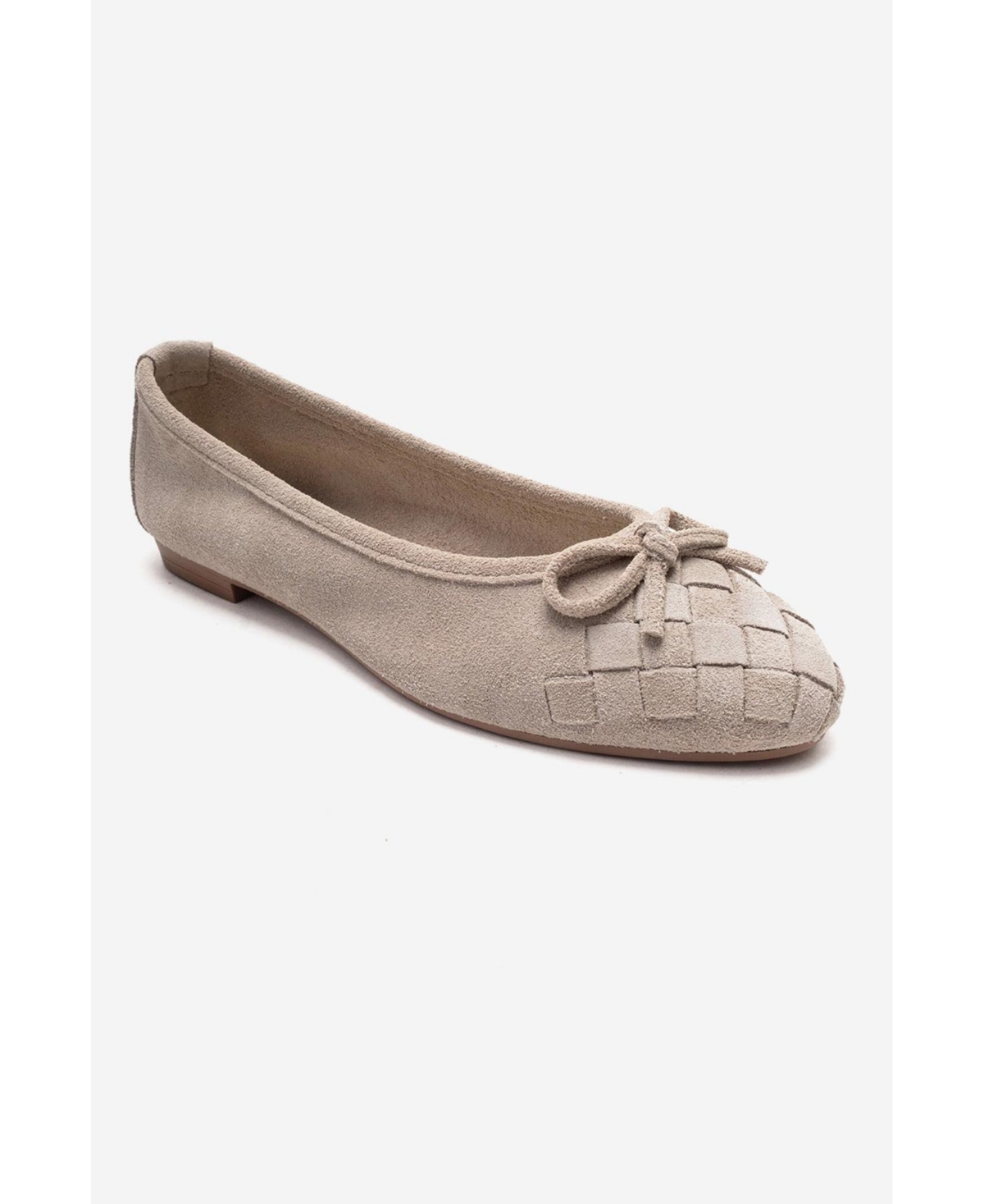Forever & Always Shoes Women’s Nopos Leather Cap Toe Ballet Flat – Beige suede