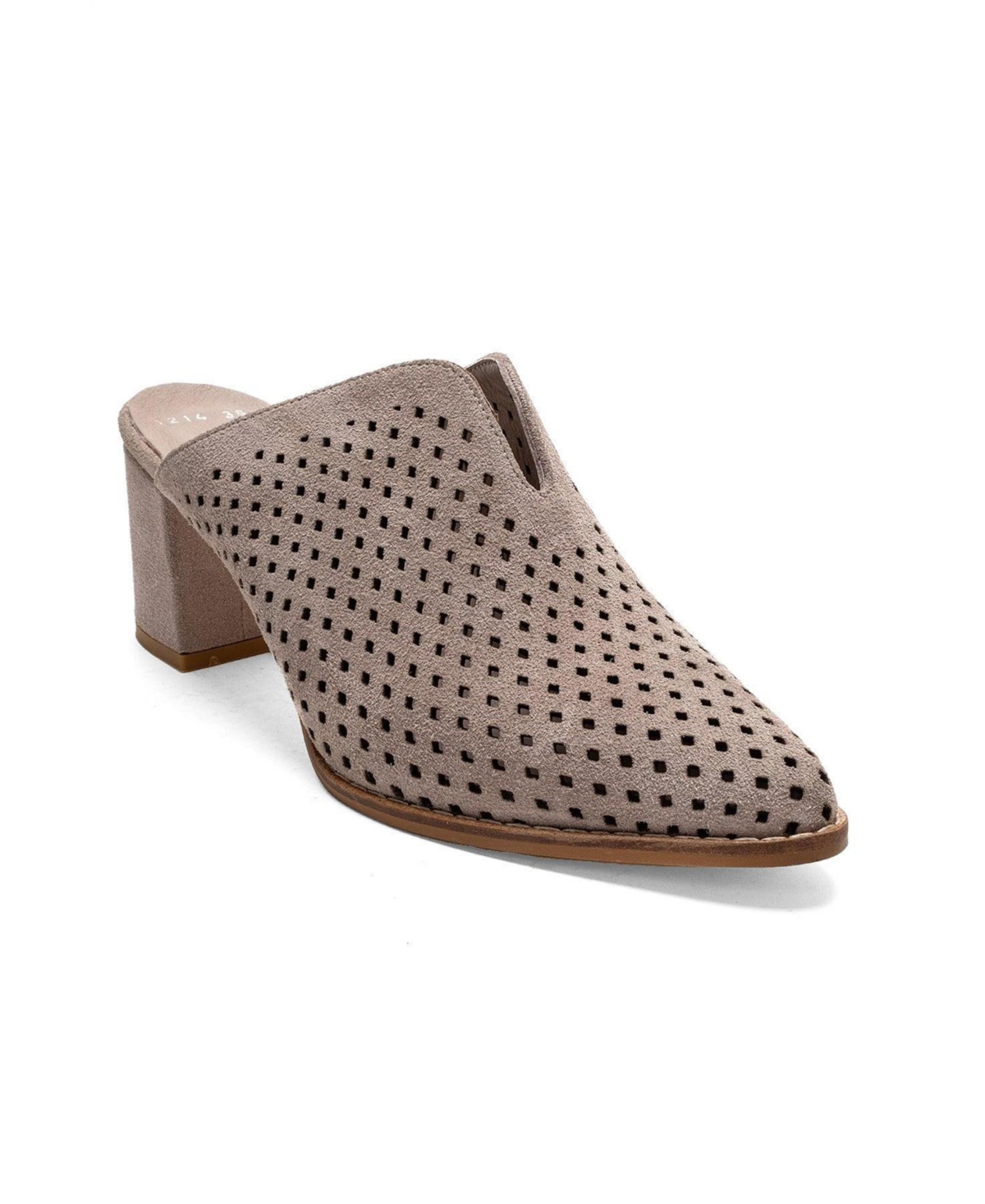 Forever & Always Shoes Women’s Toen Leather Block Heel Mule – Beige suede