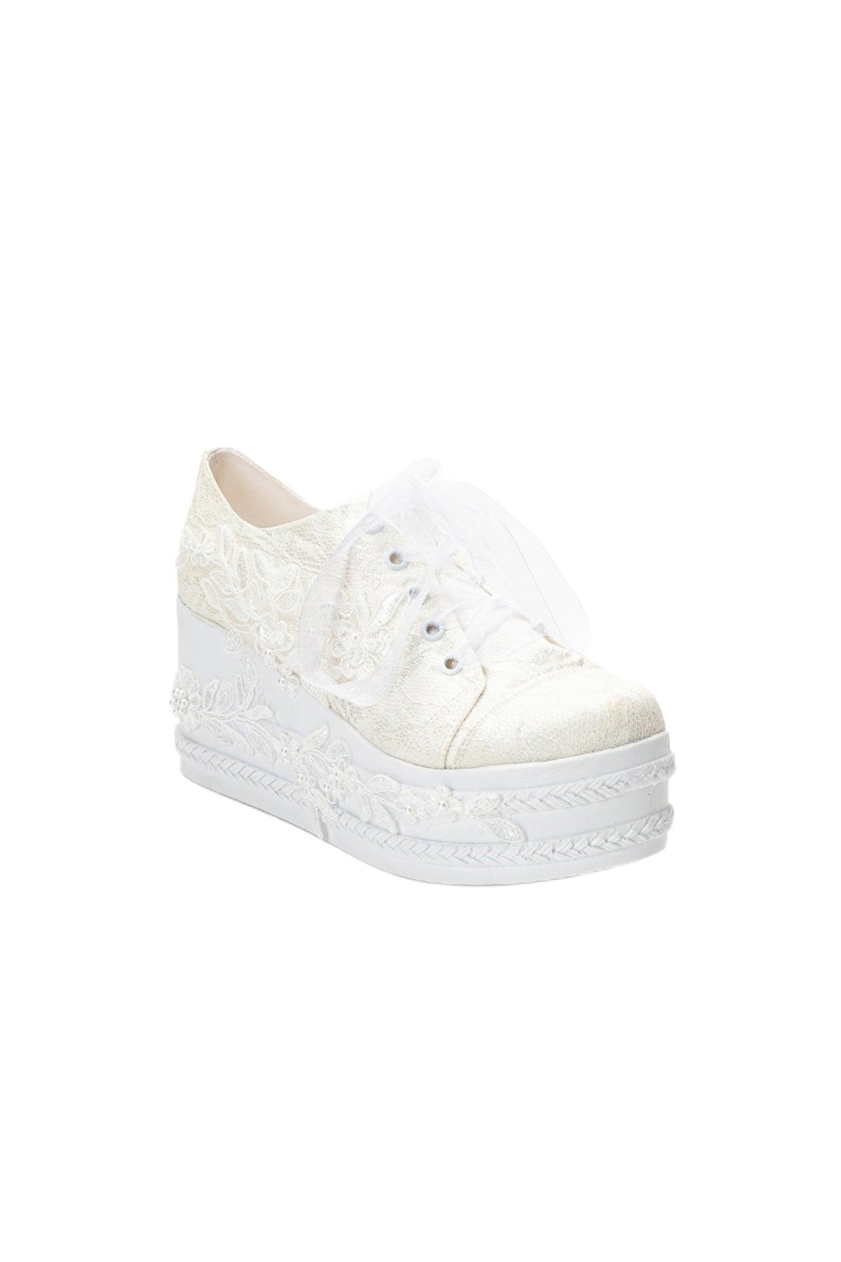 Forever & Always Shoes Women’s Valencia Lace Platform Bridal Sneaker – Ivory Forever & Always Shoes Women’s Valencia Lace Platform Bridal Sneaker – Ivory