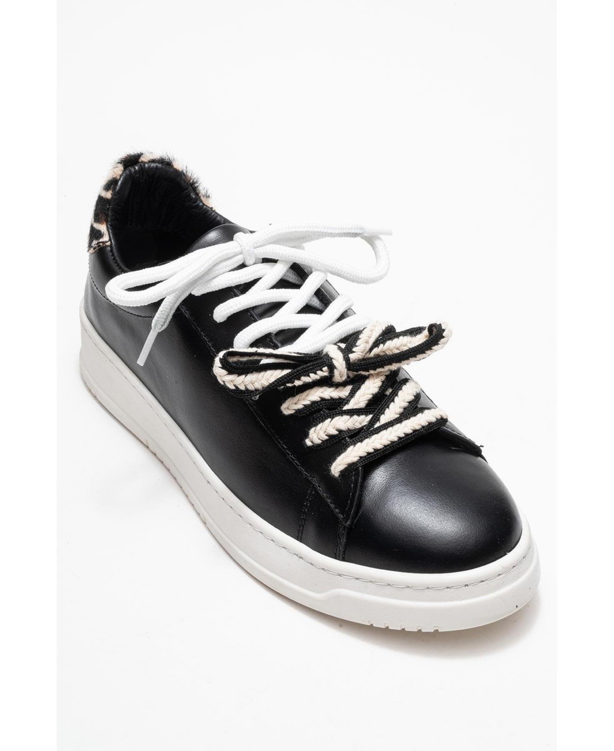 Forever & Always Shoes Women’s Warron Leather Sneakers – Black leather