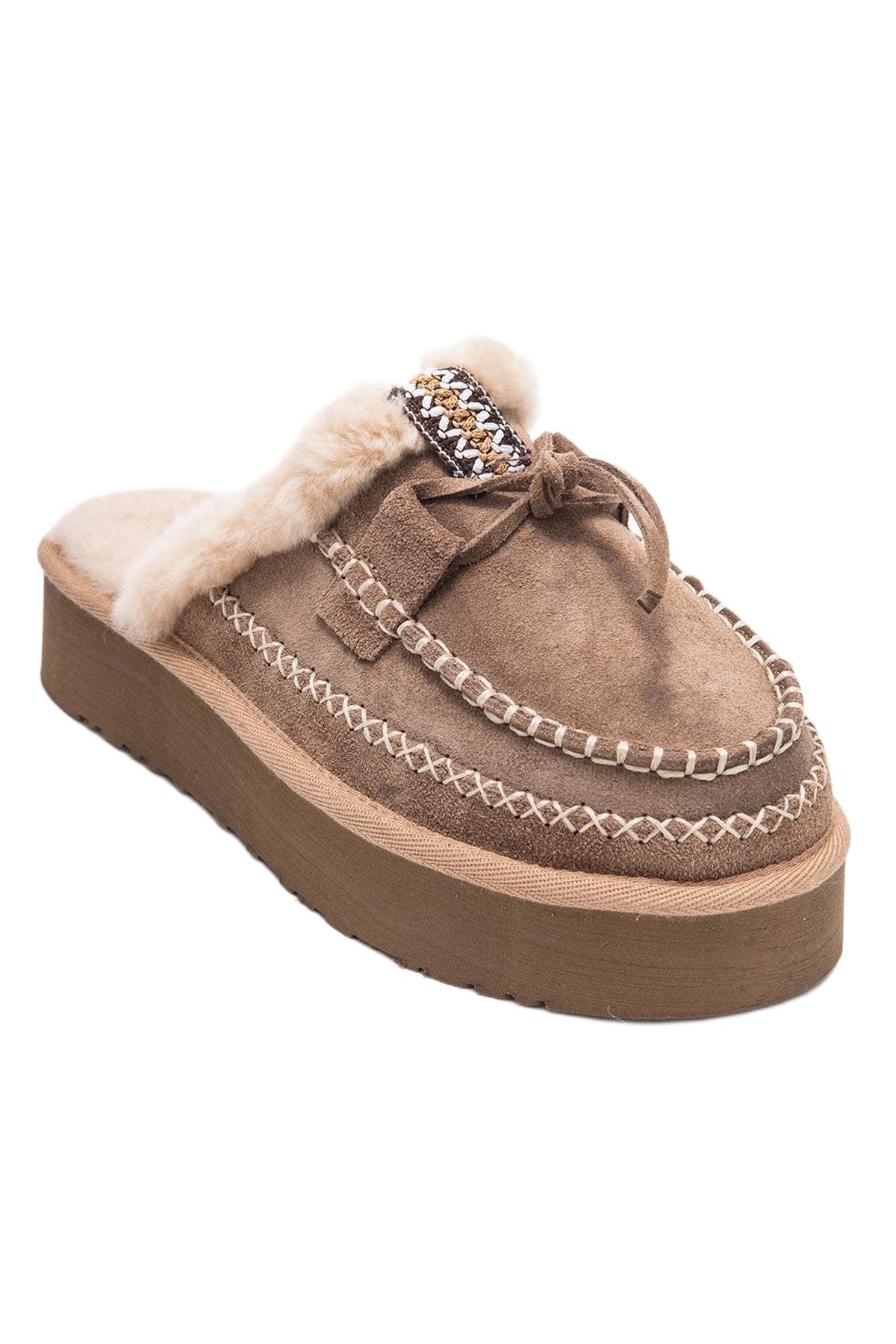 Forever & Always Shoes Women’s Yalina Leather Platform Moccasin Slippers – Cognac suede leather Forever & Always Shoes Women’s Yalina Leather Platform Moccasin Slippers – Cognac suede leather