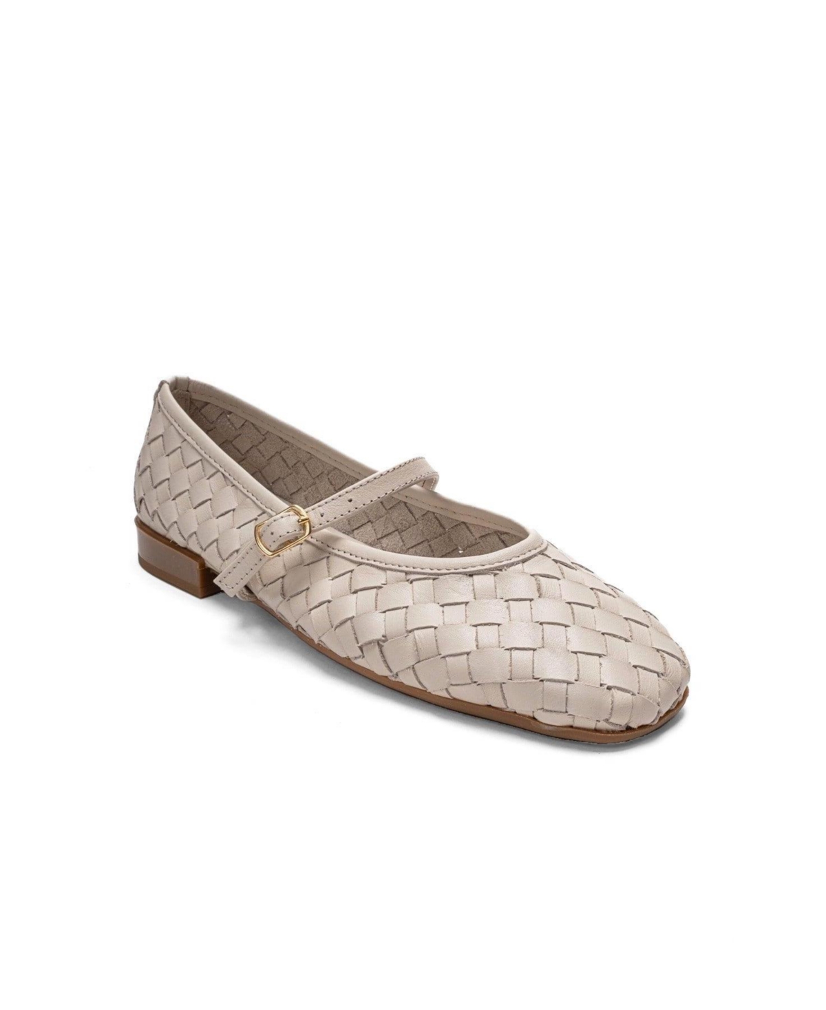 Forever & Always Shoes Women’s Yevora Leather Woven Strap Ballet Flat – Cream
