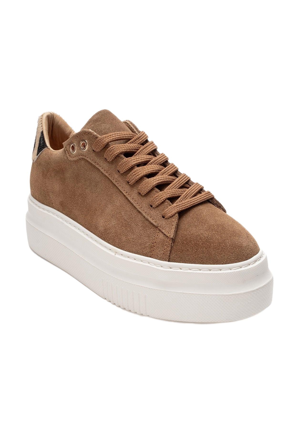Forever & Always Women’s Shoes Nera Leather Casual Sneaker – Cognac suede