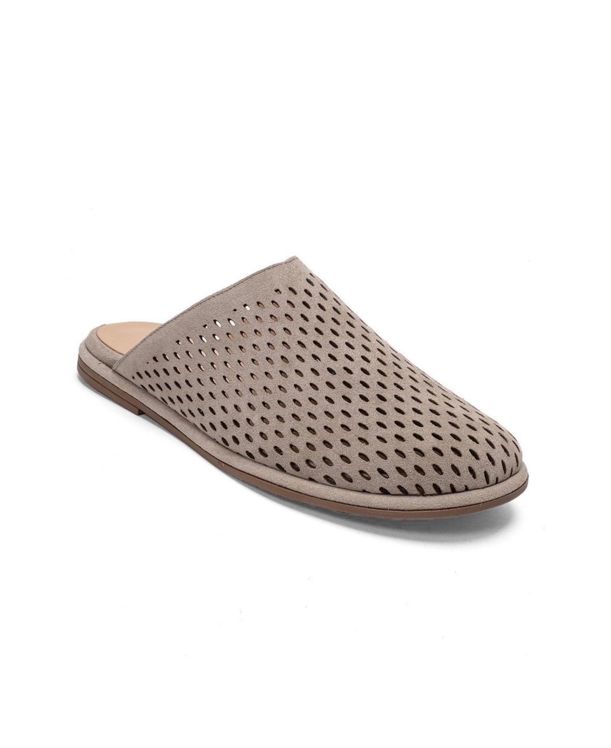 Forever and Always Shoes Melara Leather Slip On Mule – Beige suede