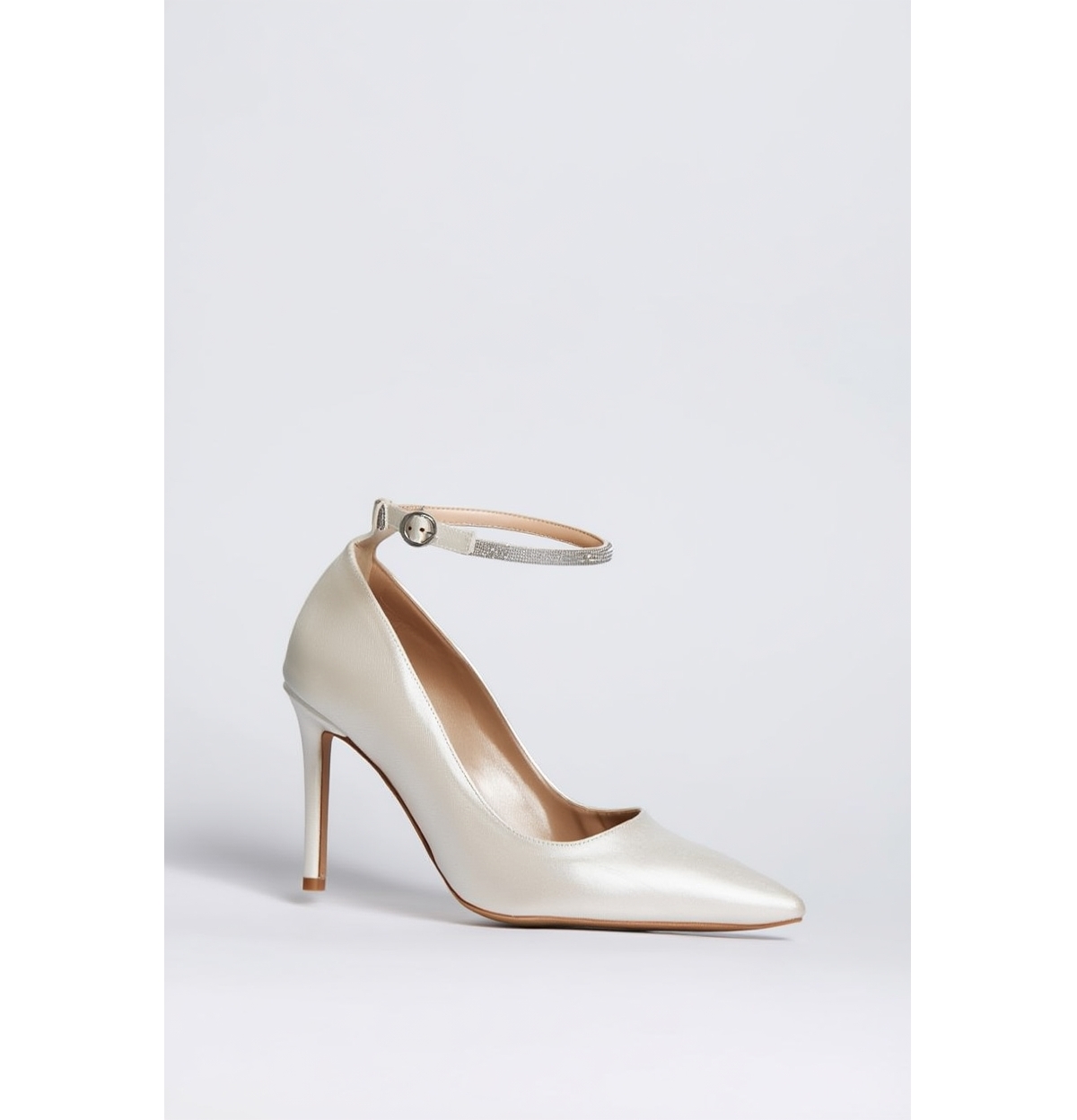 Forever and Always Shoes Women’s Adelina Ankle Strap Pointed Toe Pump – Ivory
