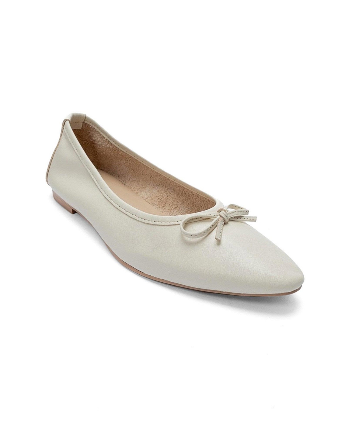 Forever and Always Shoes Women’s Umiel Leather Bow Ballet Flat – Cream
