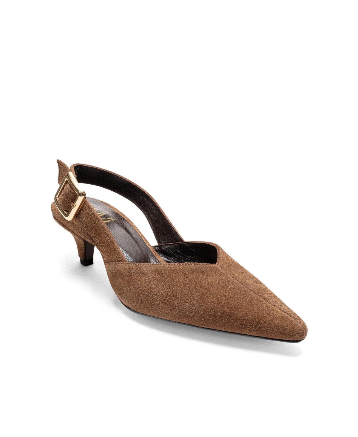 Forever and Always Women’s Shoes Dioris Leather Slingback Kitten Heel Pump – Cognac suede