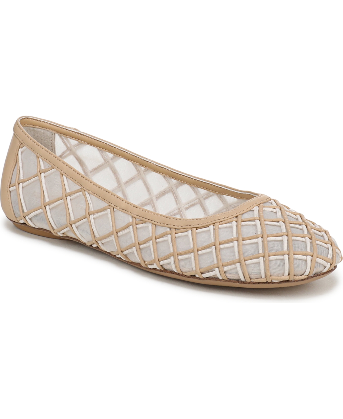Franco Sarto Women’s Christina Round Toe Ballerina/Skimmer Shoes – Beige Faux Leather Mesh Franco Sarto Women’s Christina Round Toe Ballerina/Skimmer Shoes – Beige Faux Leather Mesh