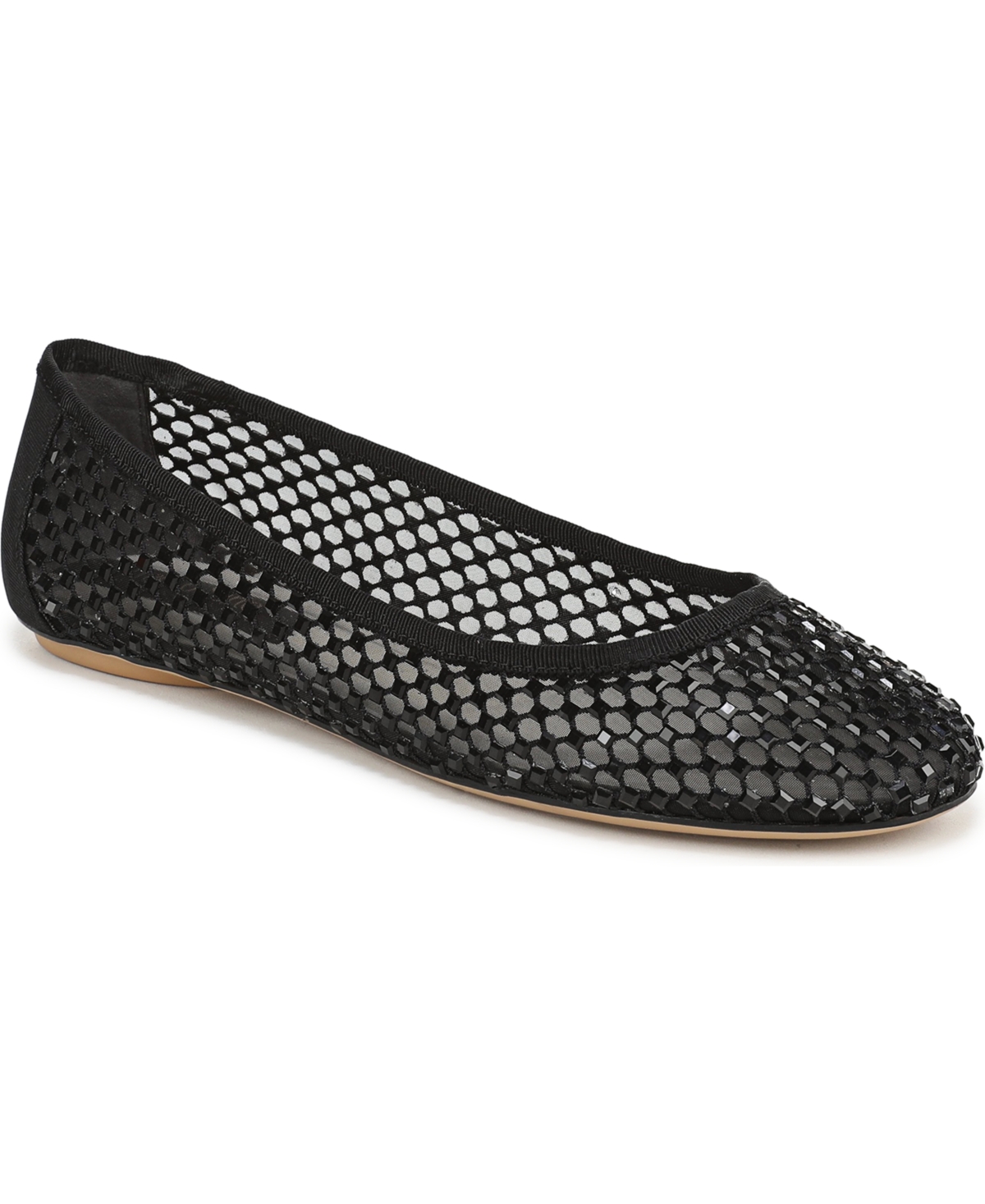 Franco Sarto Women’s Christina Round Toe Ballerina/Skimmer Shoes – Black Mesh