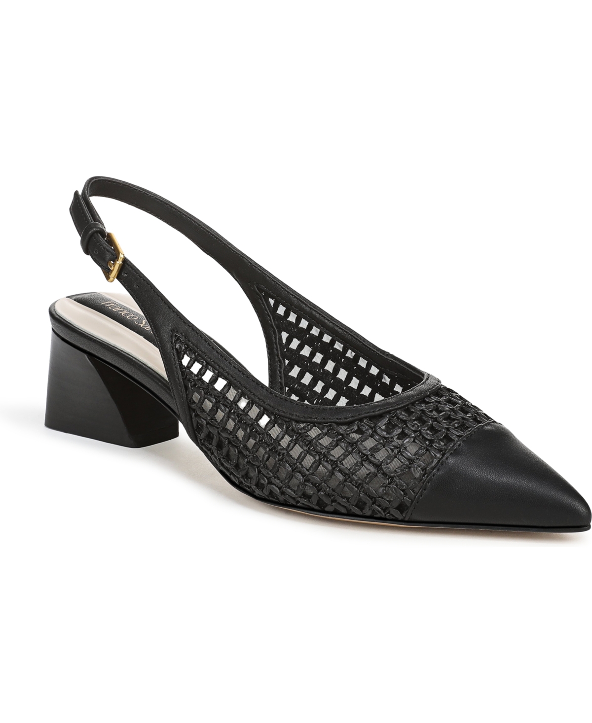 Franco Sarto Women’s Racer Pointed Toe Slingback Shoes – Black Faux Leather Franco Sarto Women’s Racer Pointed Toe Slingback Shoes – Black Faux Leather