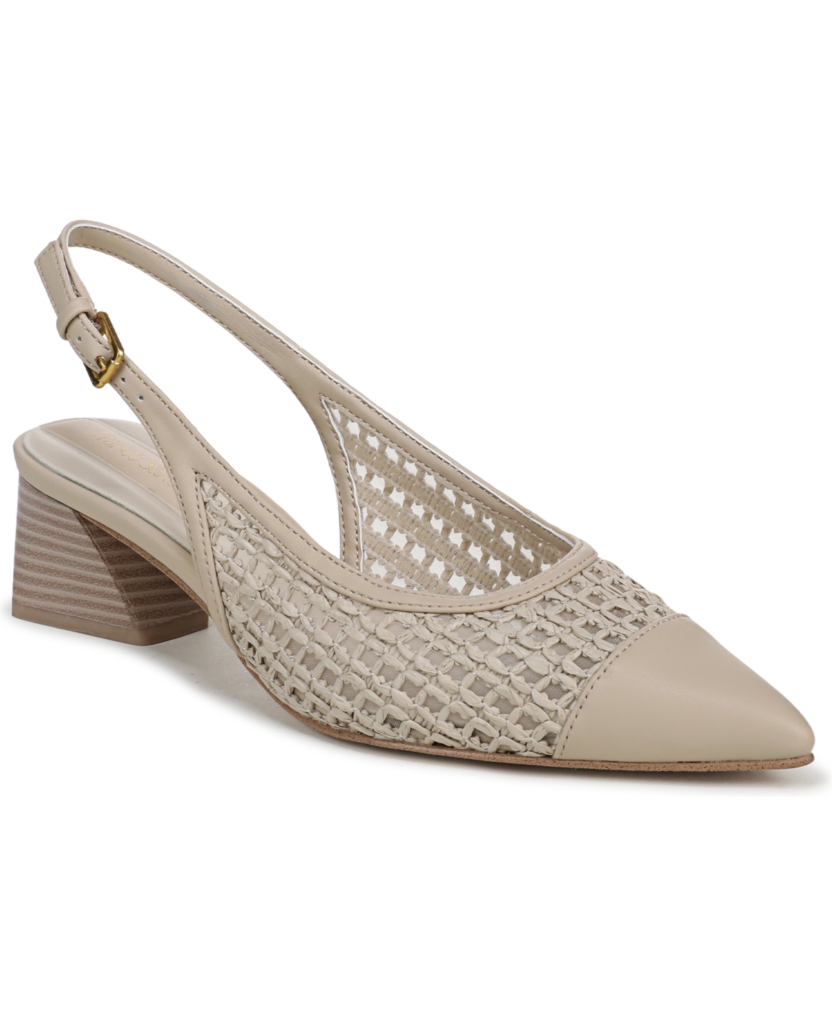 Franco Sarto Women’s Racer Pointed Toe Slingback Shoes – White Faux Leather