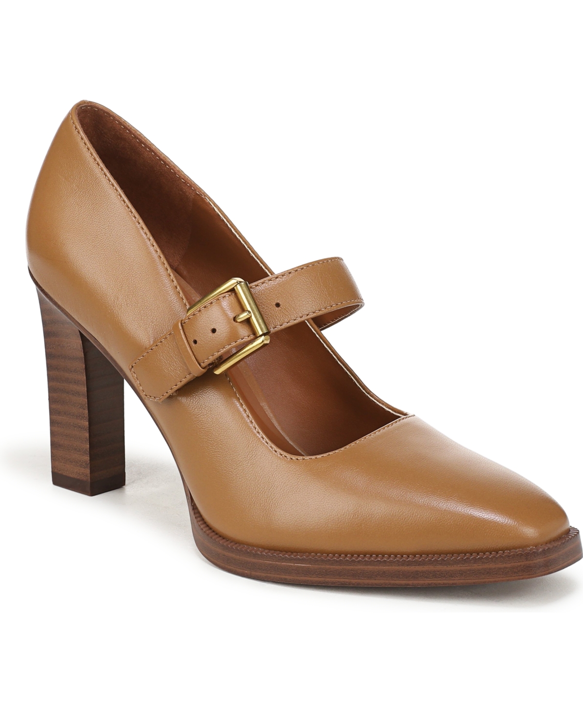 Franco Sarto Women’s Shalina Square Toe Mary Jane Shoes – Caramel Brown Leather