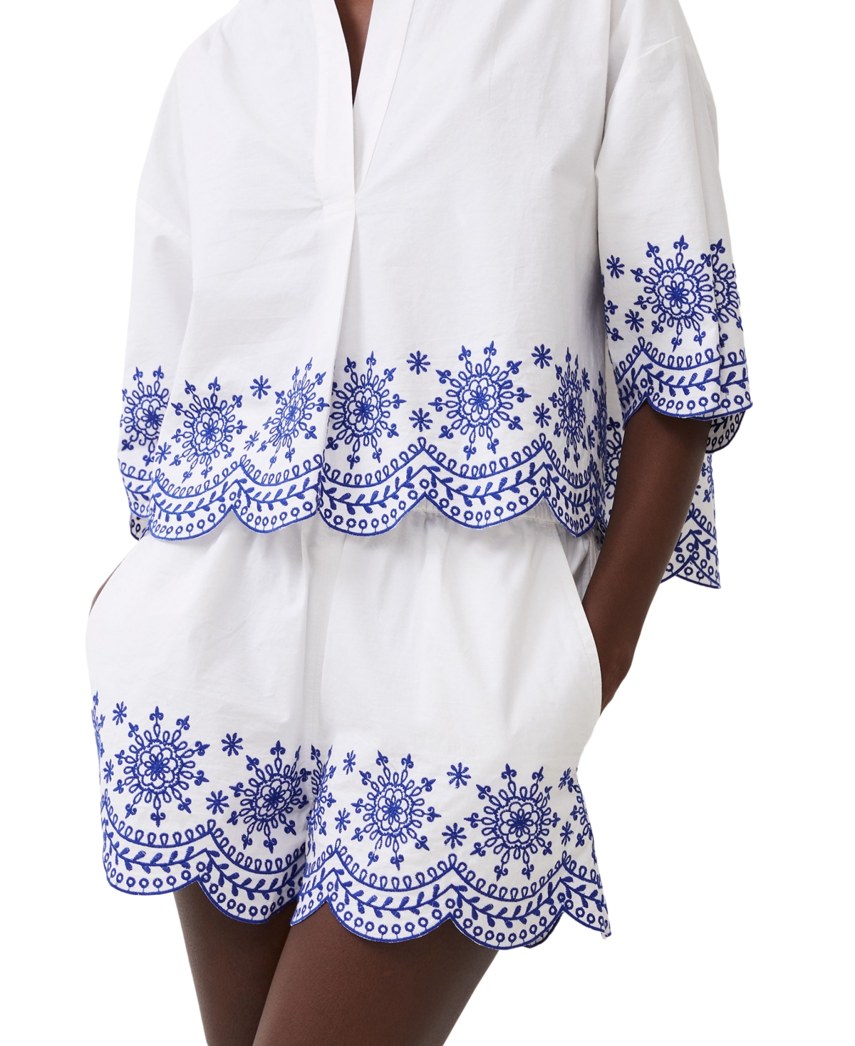 French Connection Women’s Alissa Embroidered Cotton Shorts – Linen White French Connection Women’s Alissa Embroidered Cotton Shorts – Linen White