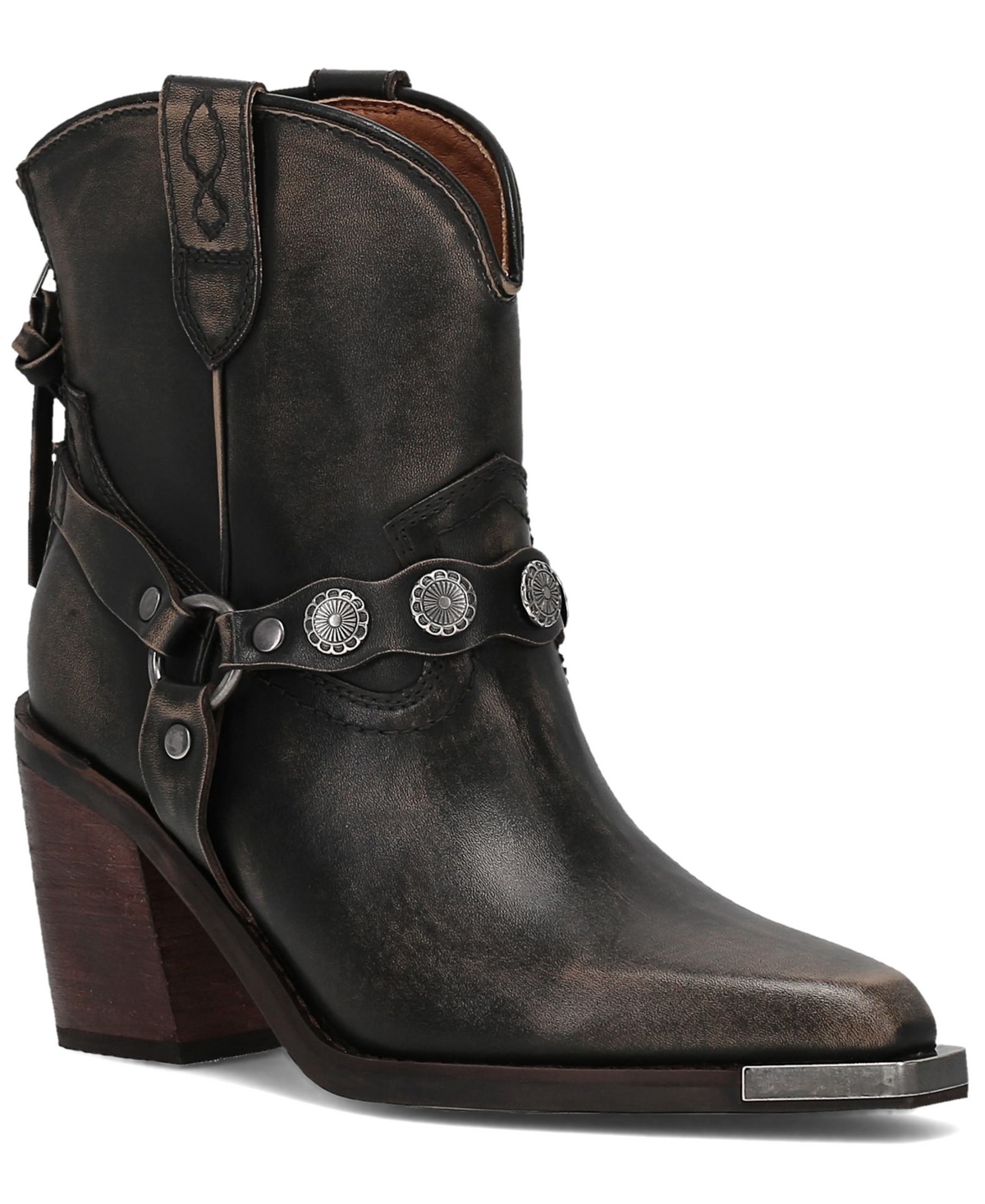 Frye and Co. Women’s Ashlyn Mini Concho Block Heel Casual Booties – Black