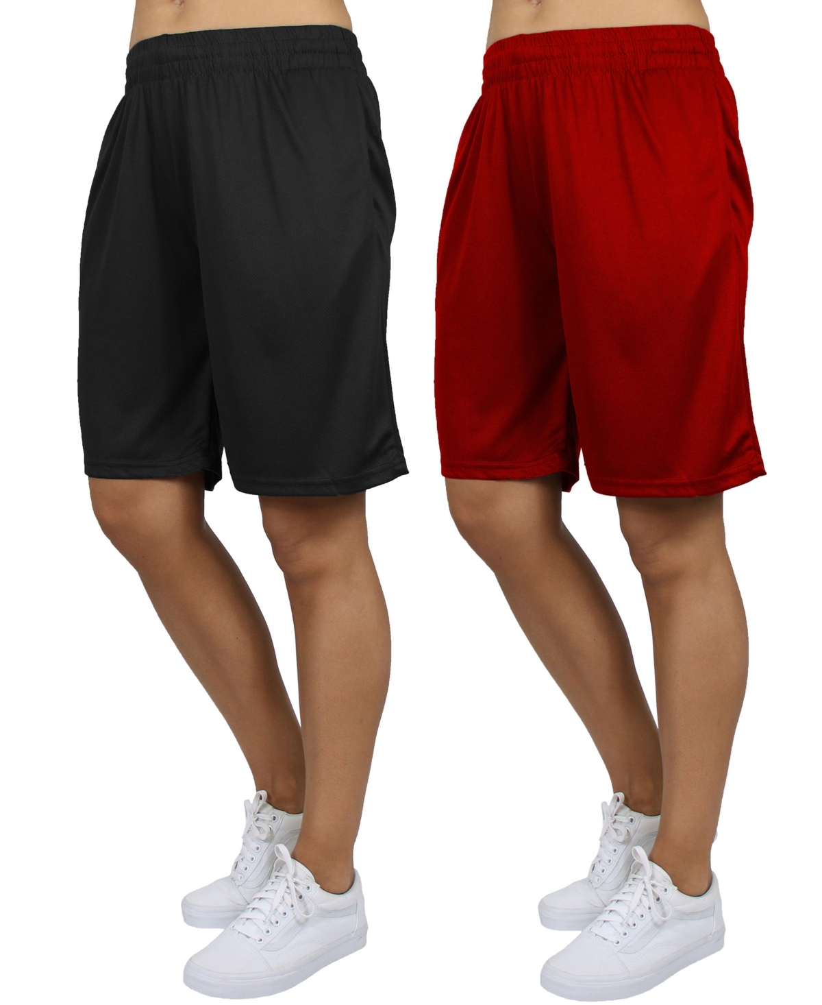Galaxy By Harvic Women’s Loose Fit Moisture Wicking Performance Mesh Shorts-2 Pack – Black – red Galaxy By Harvic Women’s Loose Fit Moisture Wicking Performance Mesh Shorts-2 Pack – Black – red
