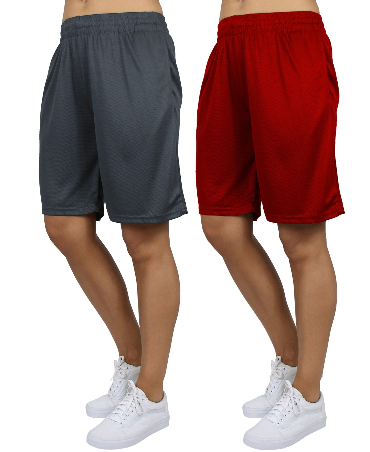 Galaxy By Harvic Women’s Loose Fit Moisture Wicking Performance Mesh Shorts-2 Pack – Charcoal – red Galaxy By Harvic Women’s Loose Fit Moisture Wicking Performance Mesh Shorts-2 Pack – Charcoal – red