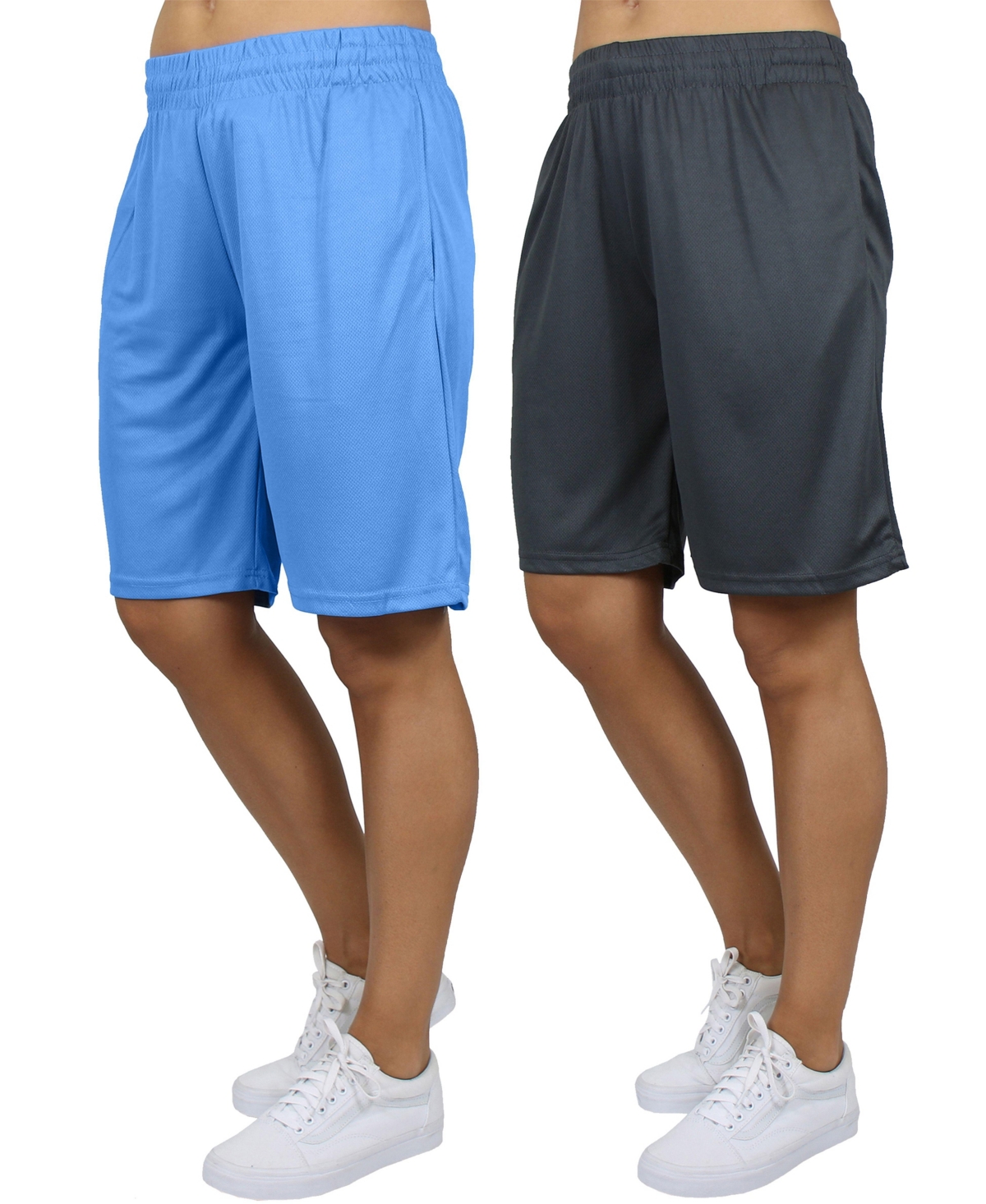 Galaxy By Harvic Women’s Loose Fit Moisture Wicking Performance Mesh Shorts-2 Pack – Light blue – charcoal