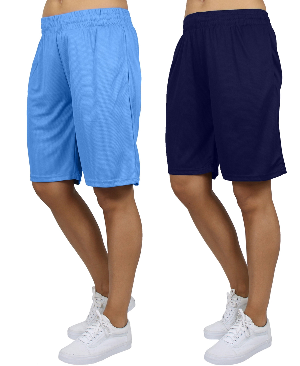 Galaxy By Harvic Women’s Loose Fit Moisture Wicking Performance Mesh Shorts-2 Pack – Light blue – navy Galaxy By Harvic Women’s Loose Fit Moisture Wicking Performance Mesh Shorts-2 Pack – Light blue – navy