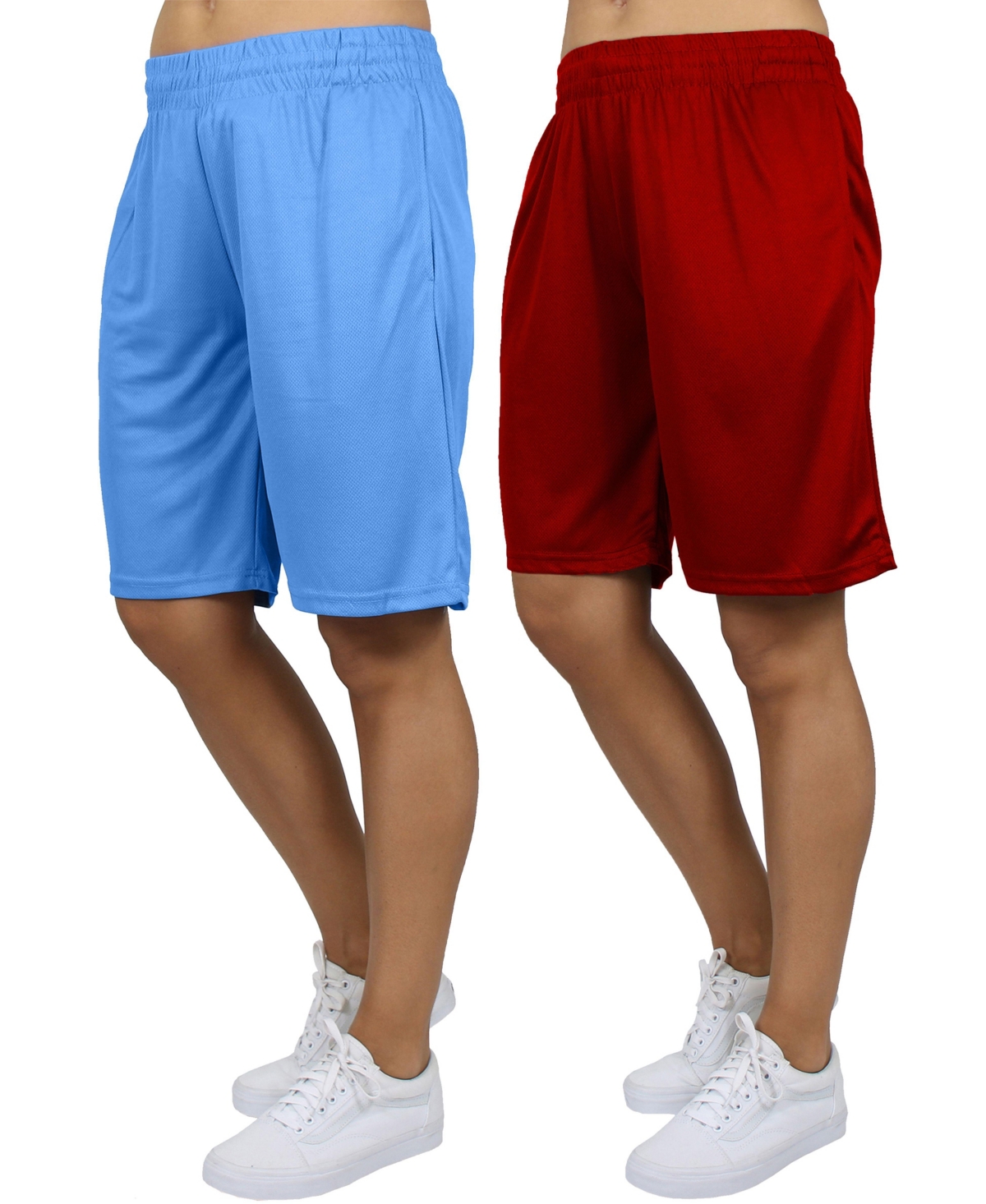 Galaxy By Harvic Women’s Loose Fit Moisture Wicking Performance Mesh Shorts-2 Pack – Light blue – red Galaxy By Harvic Women’s Loose Fit Moisture Wicking Performance Mesh Shorts-2 Pack – Light blue – red