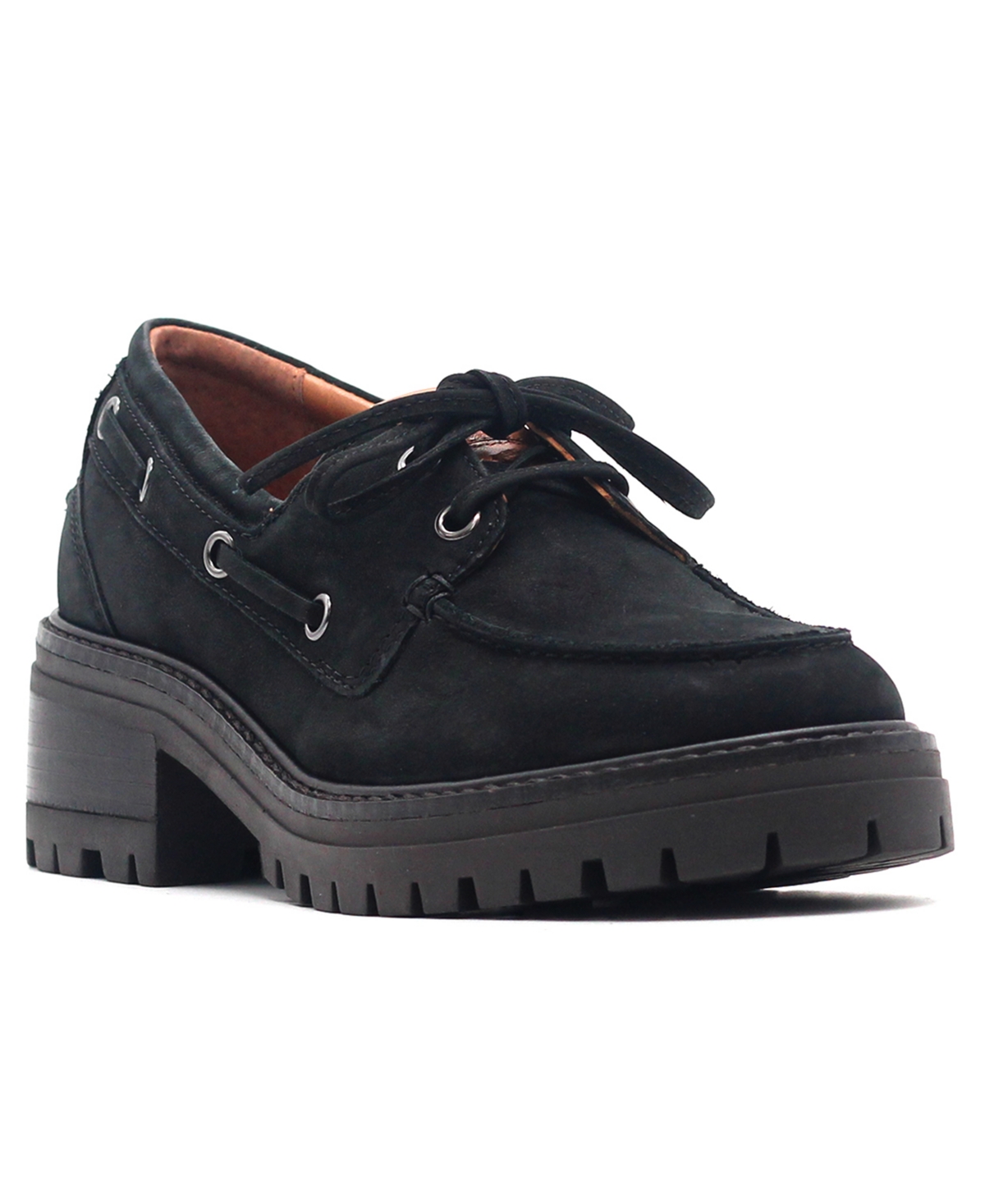 Gentle Souls Women’s Brigly Lug Round Toe Boat Shoes – Black Nubuck Gentle Souls Women’s Brigly Lug Round Toe Boat Shoes – Black Nubuck