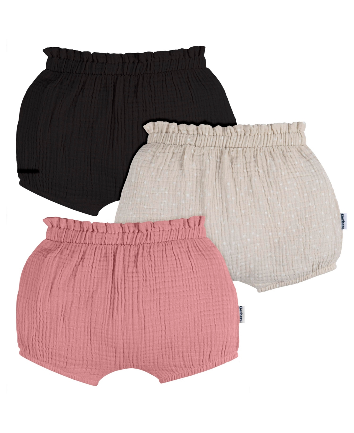 Gerber Baby Girls Gauze Bubble Shorts, 3-Pack – Dots Gerber Baby Girls Gauze Bubble Shorts, 3-Pack – Dots