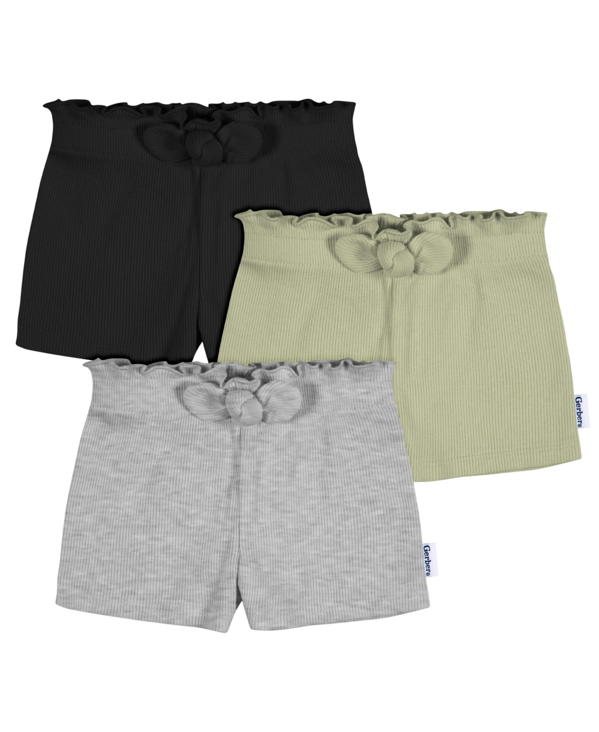 Gerber Baby Girls Pull-On Knit Shorts, 3-Pack – Grey Gerber Baby Girls Pull-On Knit Shorts, 3-Pack – Grey