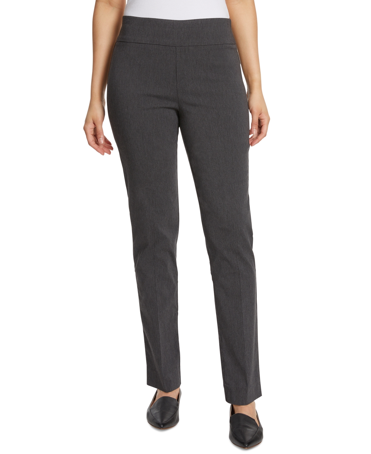 Gloria Vanderbilt Women’s Tummy-Control Pull-On Slim Trousers, in Regular, Short & Long – Heather Grey