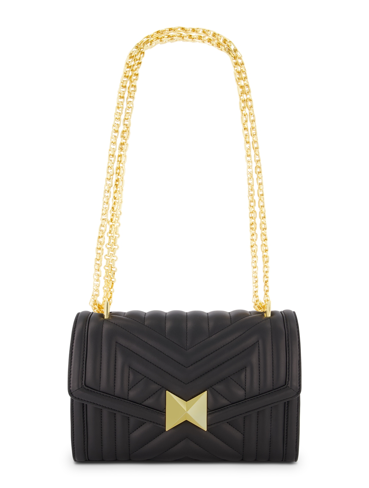 Gold Chain Quilted Napa Leather Handbag – Black Gold Chain Quilted Napa Leather Handbag – Black