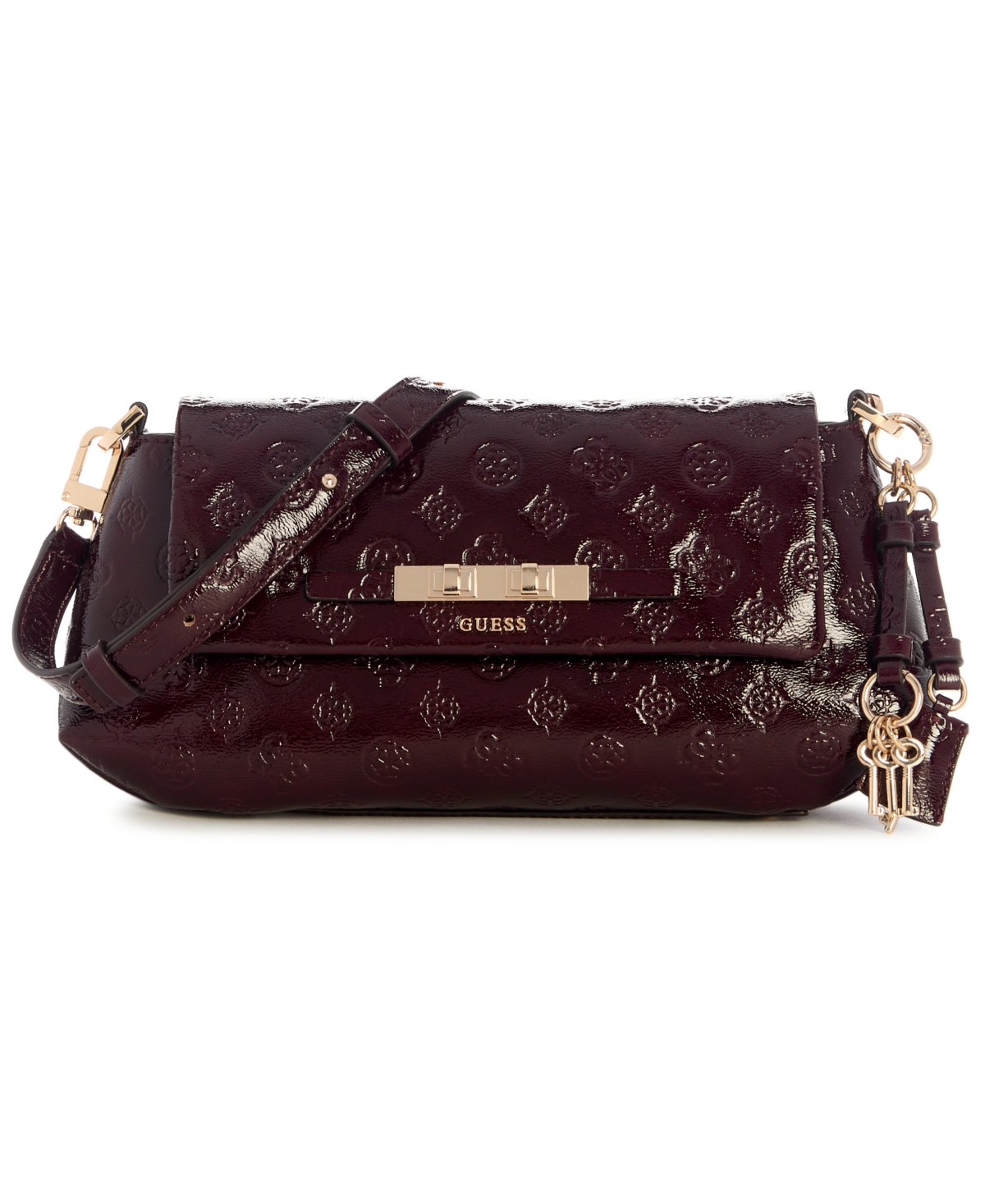 Guess Carmella Medium Flap Crossbody Handbag – Burgundy Logo
