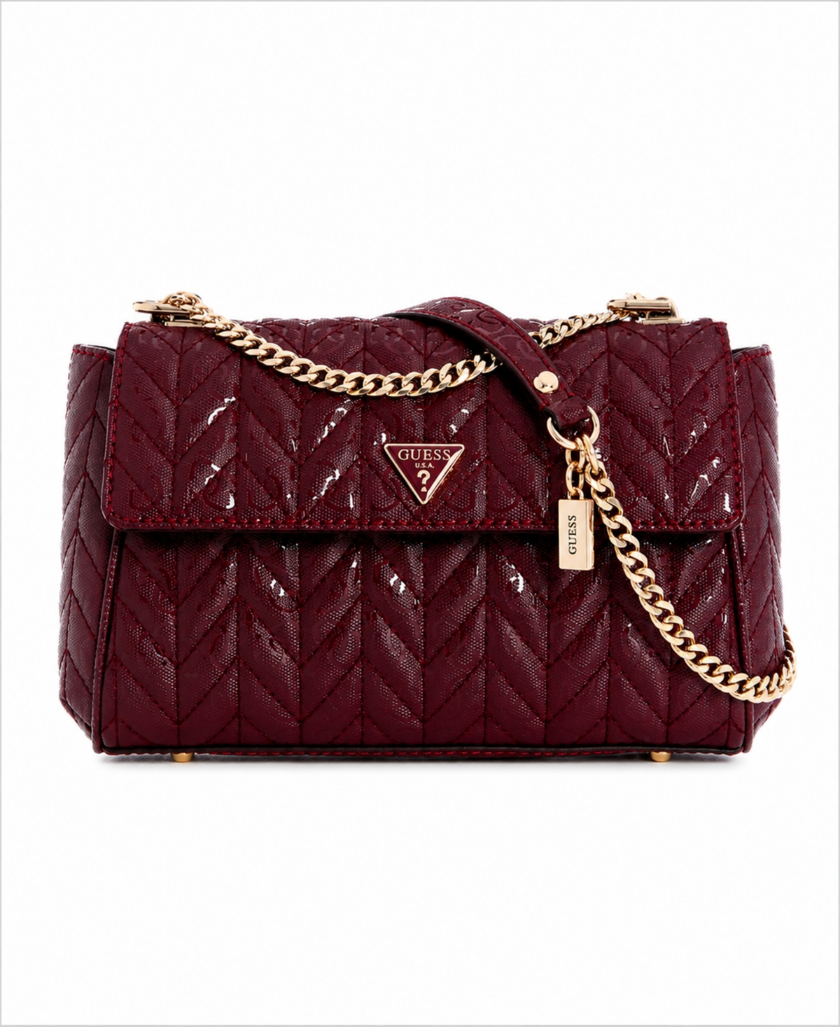 Guess Stacey Flap Small Convertible Crossbody Handbag – Merlot Guess Stacey Flap Small Convertible Crossbody Handbag – Merlot