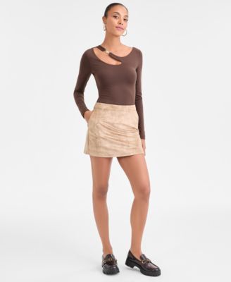 Guess Womens Eleanor Buckle Strap Top Camryn Faux Suede Mini Skirt Guess Womens Eleanor Buckle Strap Top Camryn Faux Suede Mini Skirt