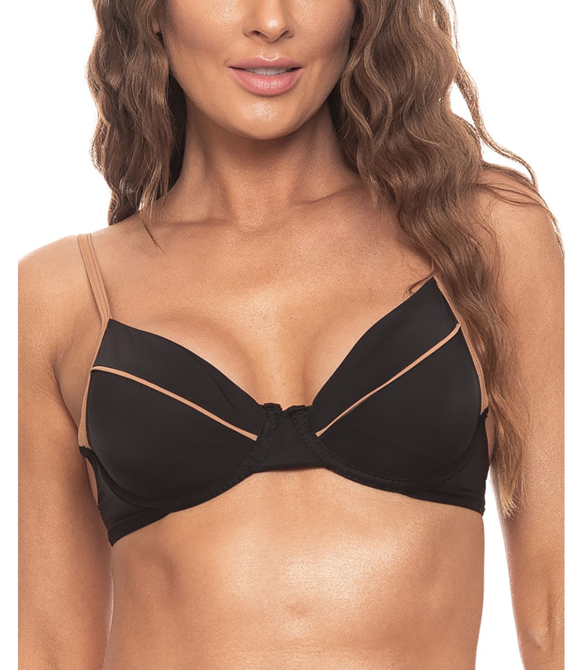 Guria Beachwear Women’s Contrast Detail Underwire Bikini Top – Black