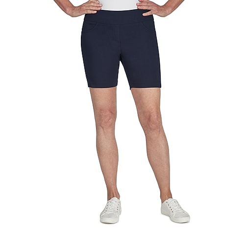 Hearts Of Palm Womens Mid Rise Petite Pull-On Short, 4 Petite, Blue
